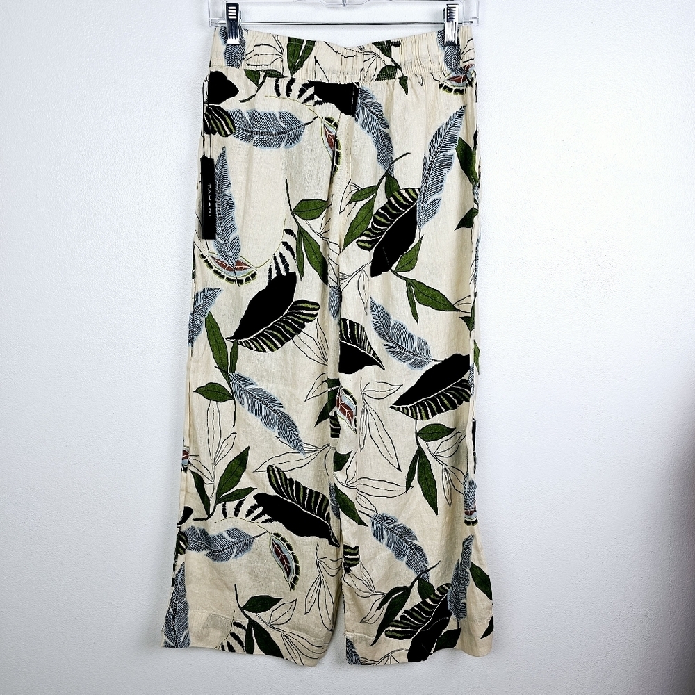 Tahari Tropical Floral Linen Pants NWT